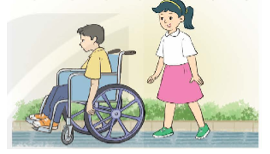 Bánh xe lăn tay dành cho người khuyết tật có đường kính là 50 cm. Hỏi người đi xe đó sẽ đi được bao nhiêu mét nếu bánh xe lăn trên mặt đất 1 000 vòng? (ảnh 1)