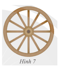 Xác định tâm đối xứng và trục đối xứng của bánh xe trong Hình 7. Giải thích cách làm. (ảnh 1)
