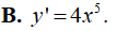 Hàm số y = x^5 có đạo hàm là (ảnh 2)