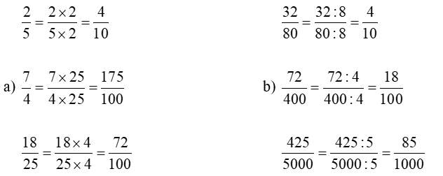 Chuyển các phân số sau thành phân số thập phân (theo mẫu) (ảnh 2)