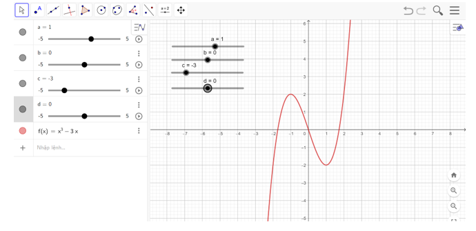 Vẽ đồ thị các hàm số bậc ba sau: b) y = x^3 – 3x; (ảnh 3)