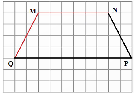 Vẽ hình thang MNPQ với MN và QP là hai đáy (trên giấy kẻ ô vuông). (ảnh 1)