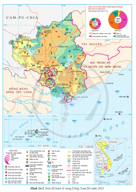 Dựa vào thông tin và hình 24.2, hãy trình bày tình hình phát triển ngành nông nghiệp ở vùng Đông Nam Bộ. (ảnh 1)