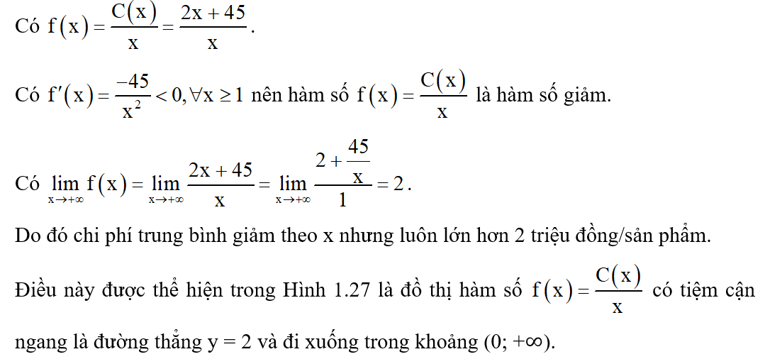 Giải bài toán ở tình huống mở đầu, coi f(x) là hàm số xác định với x  1. (ảnh 1)