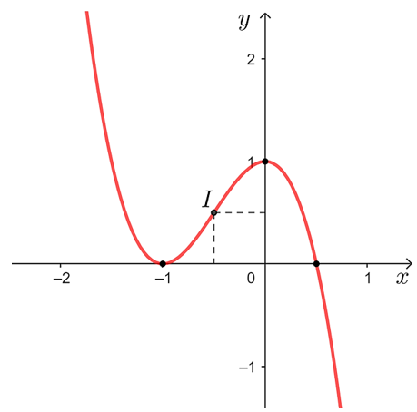 Khảo sát và vẽ đồ thị của các hàm số sau:  a) y = – 2x^3 – 3x^2 + 1;  (ảnh 2)