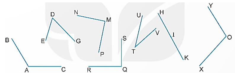 Cho các góc như hình vẽ dưới đây.   a) Số? Trong các góc đã cho có:   góc vuông;   góc nhọn;   góc tù. (ảnh 1)