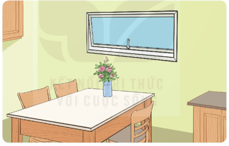 Chọn câu trả lời đúng. Ô cửa sổ thông gió ở bếp nhà Mai có dạng hình chữ nhật với chiều dài 1 m và chiều rộng (ảnh 1)
