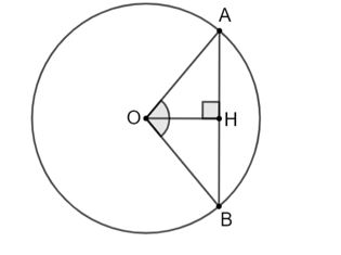 Tâm O của một đường tròn cách dây AB của nó một khoảng 3 cm. Tính bán kính (ảnh 1)