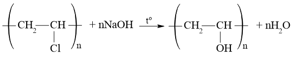 Viết phương trình hoá học của các phản ứng:  a) Thủy phân poly(vinyl chloride) trong môi trường kiềm (ảnh 1)