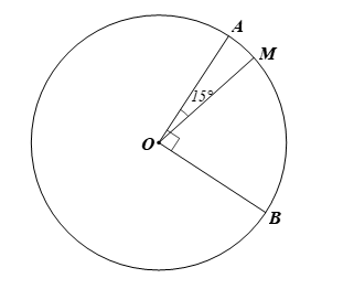 Trên cung AB có số đo 90° của đường tròn (O), lấy điểm M sao cho cung AM có  (ảnh 1)