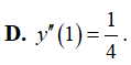 Hàm số y = 1 / (x + 1) có đạo hàm cấp hai tại x = 1 là (ảnh 4)