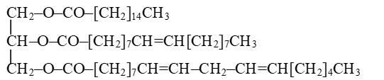 Viết phương trình hóa học của phản ứng giữa chất béo trên với hydrogen dư (xt, to, p) và với dung dịch potassium hydroxide). (ảnh 1)