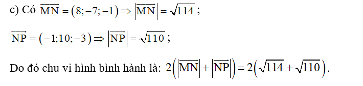 c) Tính chu vi của hình bình hành MNPQ. (ảnh 1)