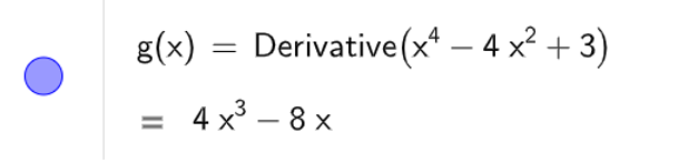 Cho các hàm số đa thức sau:   (3) y = x4 – 4x2 + 3.  a) Tìm đạo hàm cấp một và đạo hàm cấp hai của các hàm số trên. (ảnh 1)