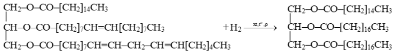 Viết phương trình hóa học của phản ứng giữa chất béo trên với hydrogen dư (xt, to, p) và với dung dịch potassium hydroxide). (ảnh 2)