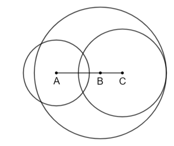 Cho điểm B nằm giữa hai điểm A và C, sao cho AB = 2 cm và  (ảnh 1)
