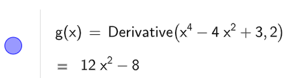 Cho các hàm số đa thức sau:   (3) y = x4 – 4x2 + 3.  a) Tìm đạo hàm cấp một và đạo hàm cấp hai của các hàm số trên. (ảnh 2)