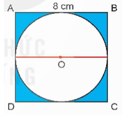 Chọn câu trả lời đúng. Diện tích phần màu xanh trong hình bên là:   A. 13,76 cm^2		B. 114,24 cm^2		C. 50,214 cm^2	D. 136,96 cm^2 (ảnh 1)