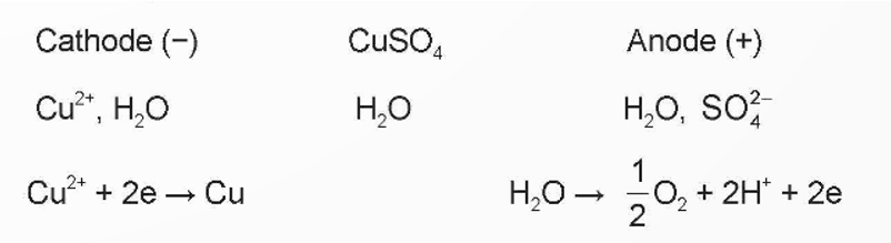 Xác định sản phẩm sinh ra ở điện cực khi điện phân dung dịch CuSO4 với điện cực trơ. (ảnh 1)