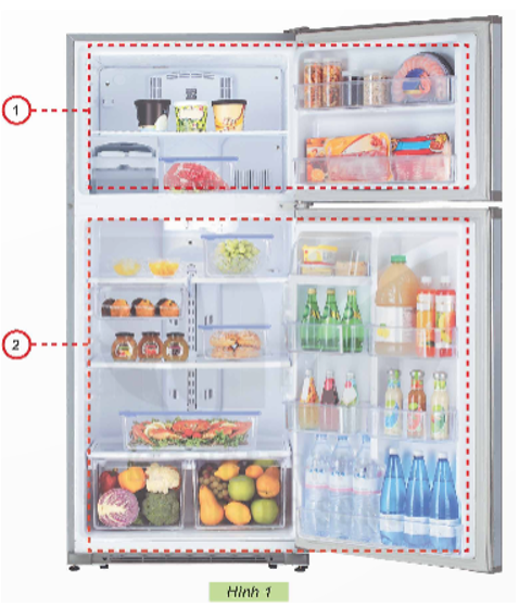 Ghép thẻ mô tả tên khoang và thẻ mô tả vai trò của khoang với vị trí các khoang tương ứng của tủ lạnh trong Hình 1 theo gợi ý dưới đây: (ảnh 1)