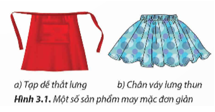 Để may được những sản phẩm đơn giản như Hình 3.1, em phải thực hiện những công việc gì?   (ảnh 1)