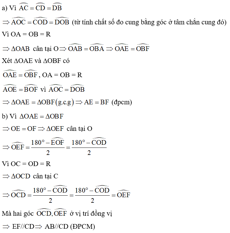 Trên cung nhỏ cung AB của (O), cho hai điểm C và D (ảnh 1)