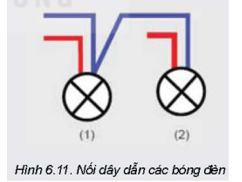 Trong mạch công tắc ba cực điều khiển hai đèn cần thực hiện mối nối rẽ nhánh trên (ảnh 1)