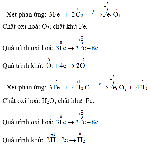 Xác định chất oxi hoá, chất khử trong các phản ứng ở Ví dụ 2. Viết quá trình oxi hoá, quá trình khử của các phản ứng đó. (ảnh 1)