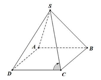 Cho hình chóp S.ABCD có tất cả các cạnh bằng nhau. Tính góc giữa hai đường thẳng SC và AB. (ảnh 1)