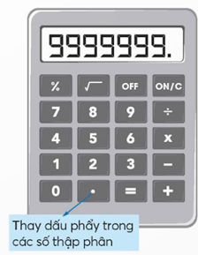 Ta có thể sử dụng máy tính cầm tay để thực hiện các phép tính với số thập phân. Ví dụ: Tính 5,859 : 9,3. Lần lượt nhấn các nút: (ảnh 2)