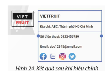 Sử dụng trang web chủ đề bán hàng đã thiết kế trong Thực hành từ bài E1 đến Bài E2, em hãy thiết kế chân trang theo mẫu như Hình 15.   (ảnh 10)