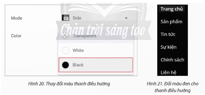 Yêu cầu: Em hãy thay đổi cách trình bày thanh điều hướng dạng dọc và màu đen. (ảnh 4)