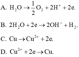 Điện phân dung dịch Cu(NO3)2 với điện cực trơ, ở anode xảy ra quá trình nào? (ảnh 1)