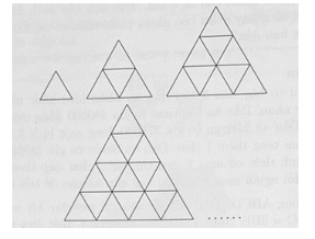 Cho dãy các hình tam giác theo quy luật như sau:   Biết các hình tam giác nhỏ đều có diện tích là 0,86 cm2.  (ảnh 1)