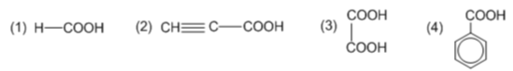 Cho dãy các axit có công thức cấu tạo sau:  Số axit có khả năng tác dụng với  (trong dung dịch , đun nóng) là 	A. 1.	B. 3.	C. 2.	D. 4. Đáp án: C HD: các phản ứng hóa học xảy ra: (1)  (2)   chỉ có 2 axit có khả năng. Chọn đáp án C. (ảnh 1)