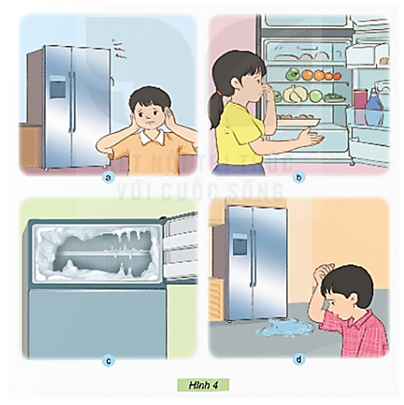 Quan sát và chỉ ra biểu hiện bất thường của tủ lạnh trong các tình huống ở Hình 4.   (ảnh 1)