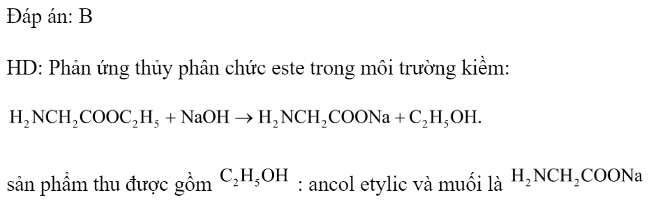 Cho  tác dụng với dung dịch  thu được muối có công thức là 	A. 		B.  	C. 		D.  Đáp án: B HD: Phản ứng thủy phân chức este trong môi trường kiềm:  sản phẩm thu được gồm  : ancol etylic và muối là   (ảnh 2)