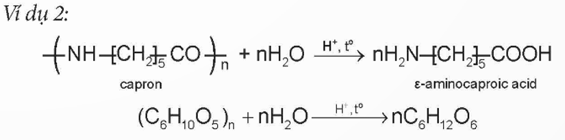 Trong Ví dụ 2, liên kết nào trong phân tử polymer bị phá vỡ? Mạch polymer bị biến đổi như thế nào? (ảnh 1)