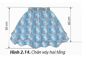 Lập bản vẽ cắt may chân váy lưng thun liền hai tầng như Hình 2.14 với kích thước như sau: - Dài váy: 50 cm - Vòng eo: 60 cm   (ảnh 1)