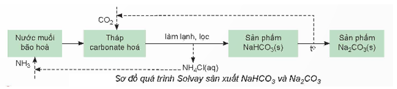 Hãy vẽ sơ đồ tổng hợp Na2CO3 theo phương pháp Solvay. (ảnh 1)