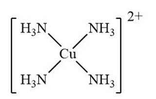 Ion [Cu(NH3)4]2+ có dạng vuông phẳng, ion [Cu(H2O)6]2+ có dạng bát diện. Hãy vẽ dạng hình học của chúng. (ảnh 1)