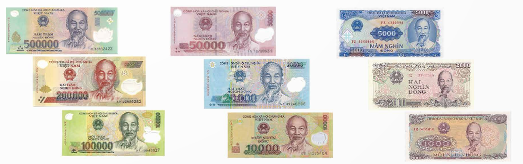 Đơn vị tiền Việt Nam là gì? Hãy nêu giá trị của mỗi tờ tiền sau. (ảnh 1)