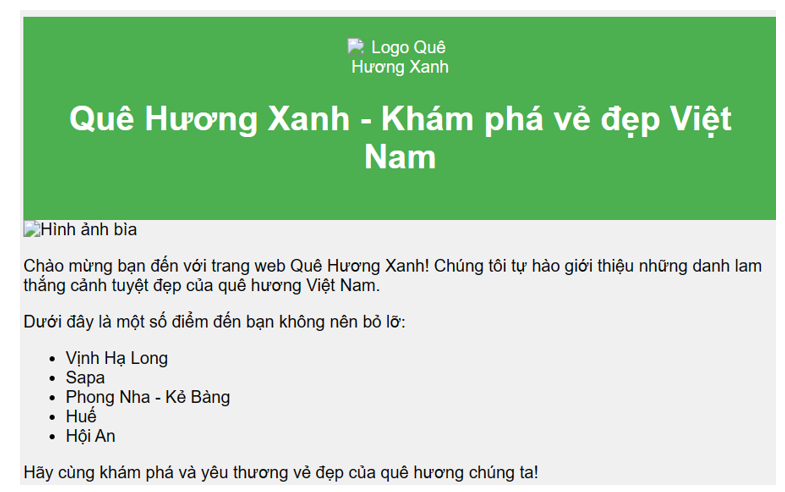 Em hãy thiết kế một trang web với chủ đề du lịch để giới thiệu hình ảnh danh lam thắng cảnh của quê hương em. (ảnh 1)