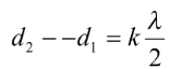 Trong sự giao thoa của hai sóng cơ phát ra từ 2 nguồn kết hợp, cùng pha, những điểm dao động với biên độ cực đại có hiệu khoảng cách  tới hai nguồn, thỏa mãn điều kiện nào sau đây (với k là số nguyên,  là bước sóng) (ảnh 1)