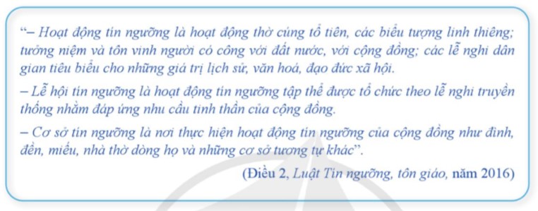 Đọc thông tin trong mục 1 và tư liệu, giải thích khái niệm tín ngưỡng và nêu những tín ngưỡng phổ biến ở Việt Nam. (ảnh 1)