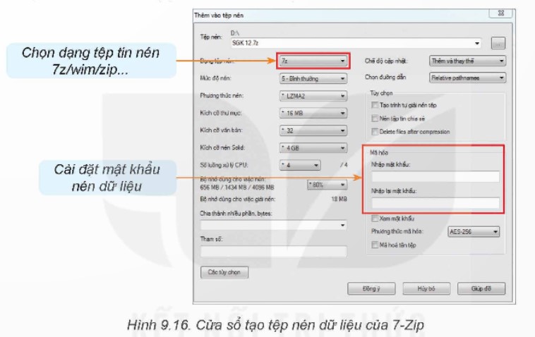 Thực hiện việc nén và giải nén (vào một thư mục khác) có mật khẩu với một số tệp/ thư mục trên máy tính của em. (ảnh 1)