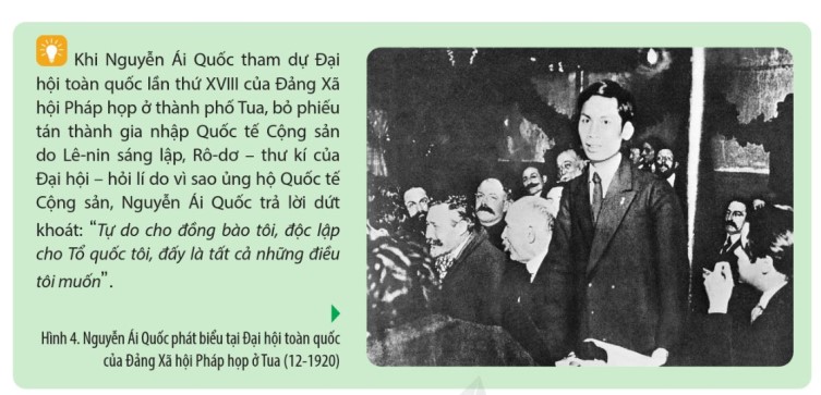 Khai thác thông tin, tư liệu và các hình trong mục 1:  - Giới thiệu hành trình đi tìm đường cứu nước của Nguyễn Ái Quốc trên lược đồ.  - Nêu nội dung cơ bản của con đường cứu nước do Nguyễn Ái Quốc xác định. Cho biết ý nghĩa của sự kiện Nguyễn Ái Quốc tìm ra con đường cứu nước.  (ảnh 1)