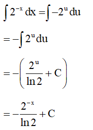 Tìm nguyên hàm của hàm số y= 1/ 2^x (ảnh 1)