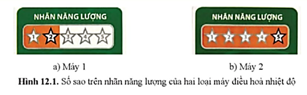 Để tiết kiệm điện năng, em sẽ lựa chọn loại máy điều hoà nhiệt độ có dán nhãn năng lượng nào ở Hình 12.1? Vì sao?   (ảnh 1)