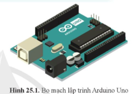 Hình 25.1 là bo mạch lập trình Arduino Uno có vì điều khiển AVR Atmega. Em cho biết sự khác nhau giữa bo mạch lập trình vi điều khiển và vi điều khiển.   (ảnh 1)